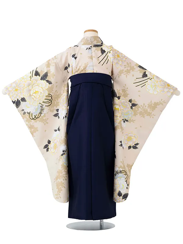 女児卒園袴【刺繍袴】桜シルエット　ベージュ