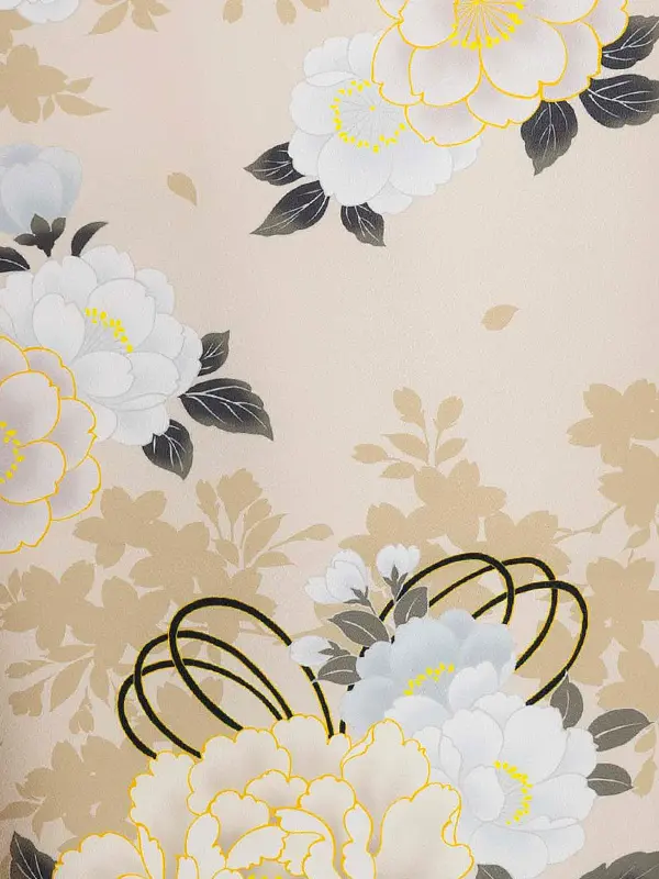 女児卒園袴【刺繍袴】桜シルエット　ベージュ