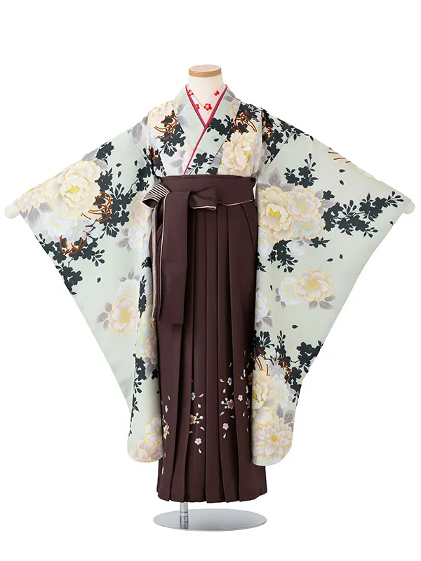 女児卒園袴【刺繍袴】桜シルエット　グリーン