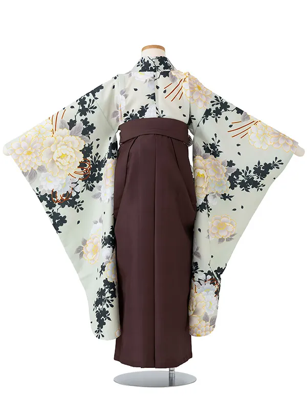 女児卒園袴【刺繍袴】桜シルエット　グリーン