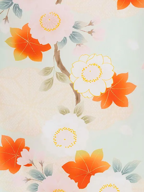 女児卒園袴【刺繍袴】桜もみじ　薄グリーン