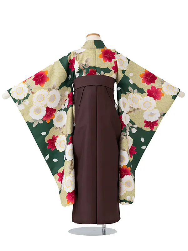 女児卒園袴【刺繍袴】桜もみじ　グリーン