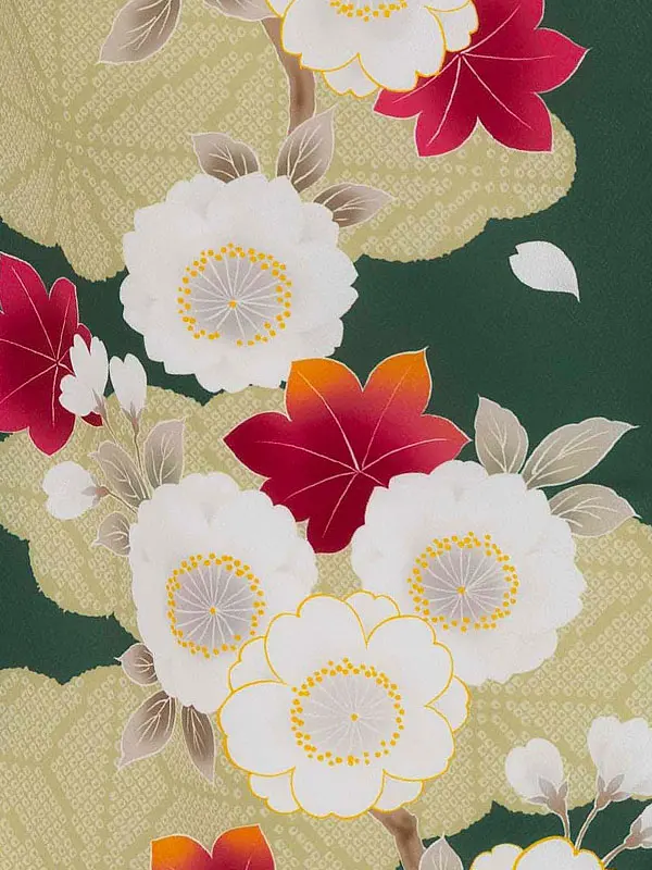 女児卒園袴【刺繍袴】桜もみじ　グリーン