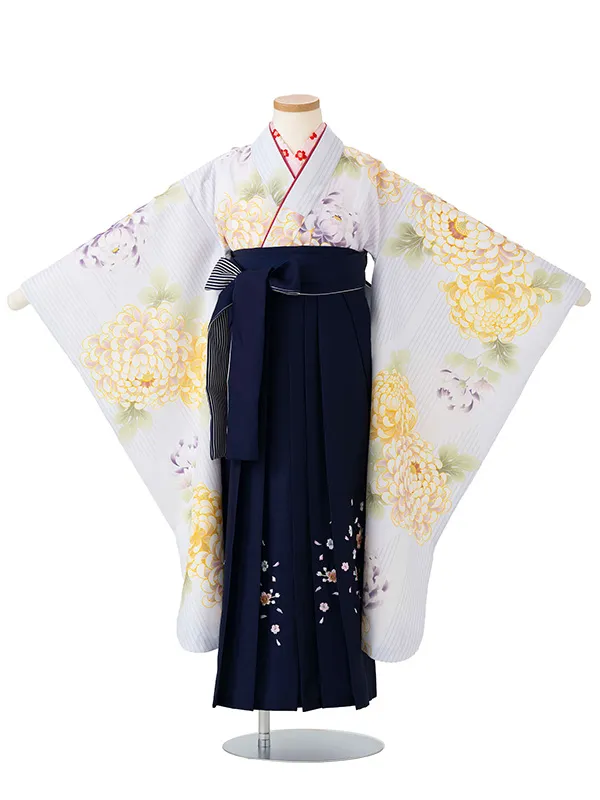 女児卒園袴【刺繍袴】乱菊シルエット　薄ブルー