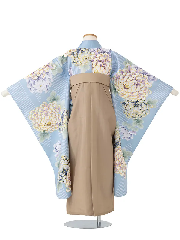 女児卒園袴【刺繍袴】乱菊シルエット　くすみブルー