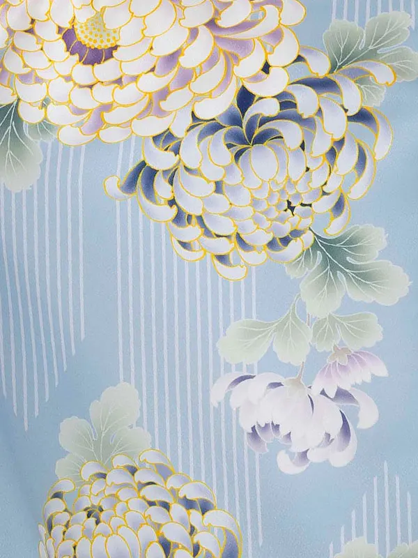 女児卒園袴【刺繍袴】乱菊シルエット　くすみブルー