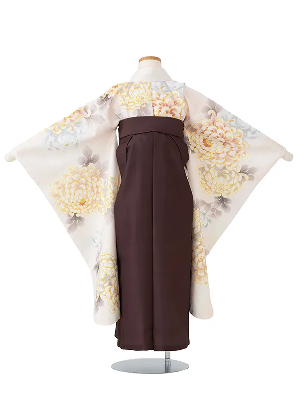 女児卒園袴【刺繍袴】乱菊シルエット　オフ