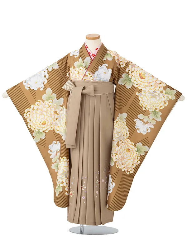 女児卒園袴【刺繍袴】乱菊シルエット　ブラウン