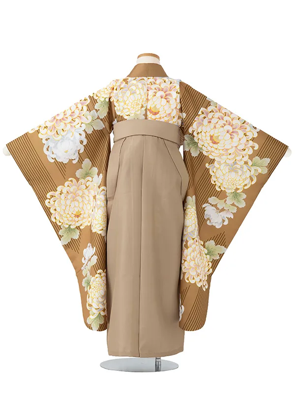 女児卒園袴【刺繍袴】乱菊シルエット　ブラウン