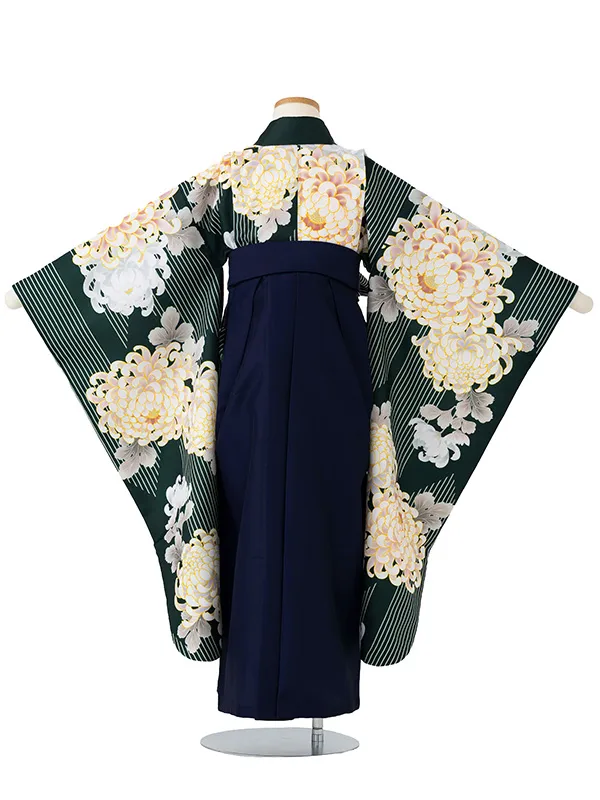 女児卒園袴【刺繍袴】乱菊シルエット　グリーン