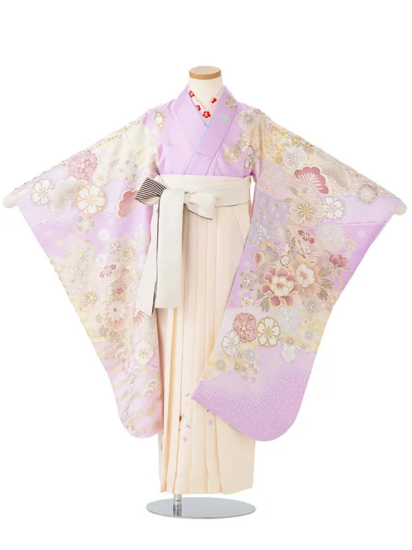 女児卒園袴【刺繍袴】貝桶　藤色