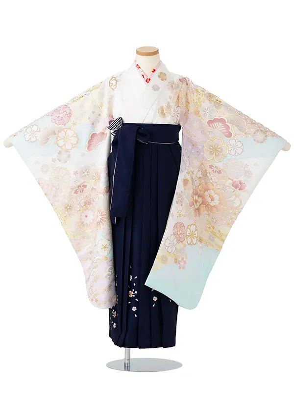 女児卒園袴【刺繍袴】貝桶　白