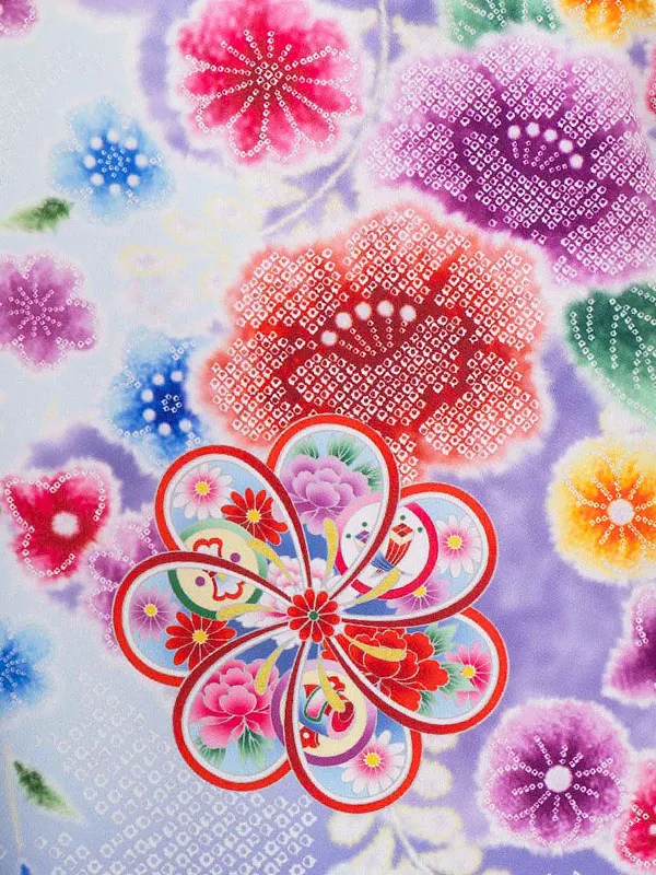 女児卒園袴【刺繍袴】辻が花　ねじり梅　ブルー