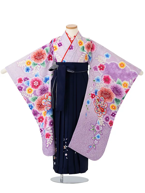 女児卒園袴【刺繍袴】辻が花　ねじり梅　藤色