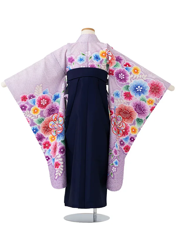女児卒園袴【刺繍袴】辻が花　ねじり梅　藤色