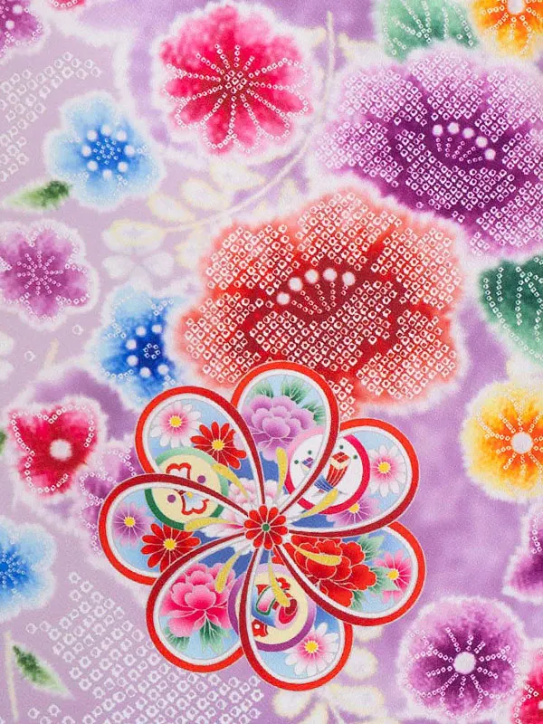 女児卒園袴【刺繍袴】辻が花　ねじり梅　藤色