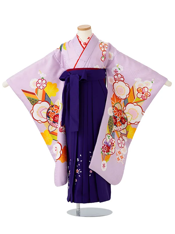 女児卒園袴【刺繍袴】橘に矢　藤色