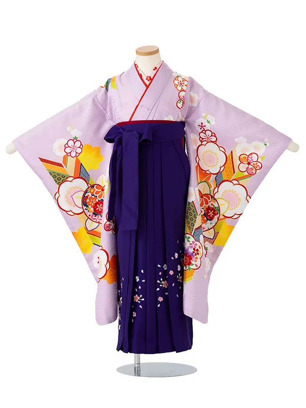 女児卒園袴【刺繍袴】橘に矢　藤色