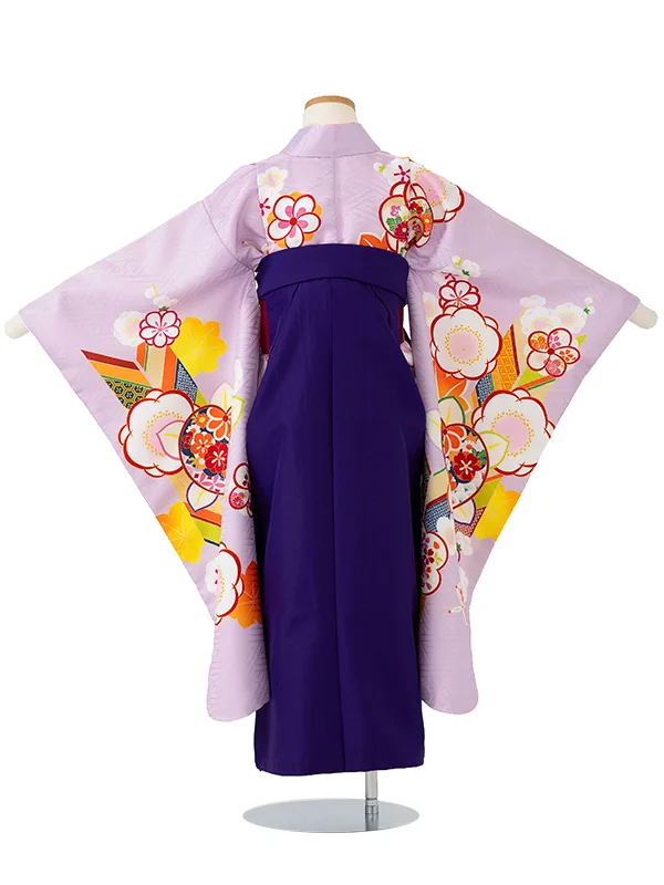 女児卒園袴【刺繍袴】橘に矢　藤色