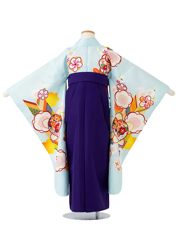 女児卒園袴【刺繍袴】橘に矢　ブルー