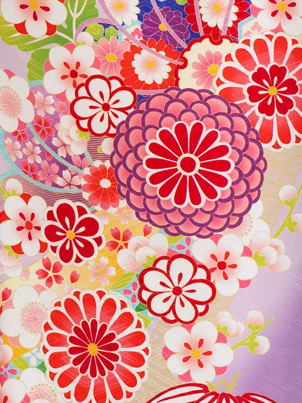 女児卒園袴【刺繍袴】まりに梅　藤色