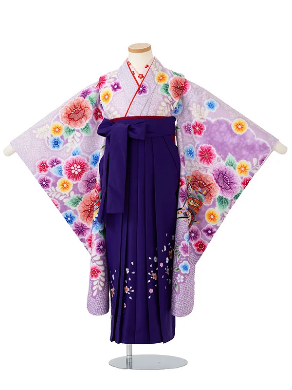 女児卒園袴【刺繍袴】辻が花　鈴　藤色