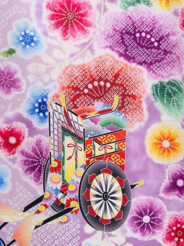 女児卒園袴【刺繍袴】辻が花　鈴　藤色