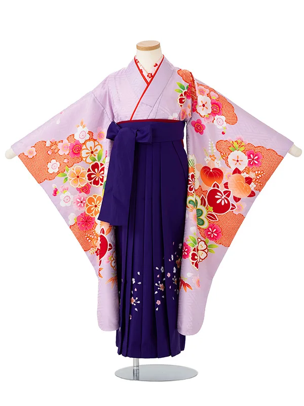 女児卒園袴【刺繍袴】橘に疋田　藤色