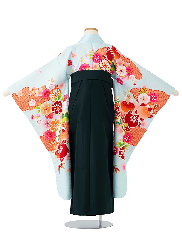 女児卒園袴【刺繍袴】橘に疋田　ブルー