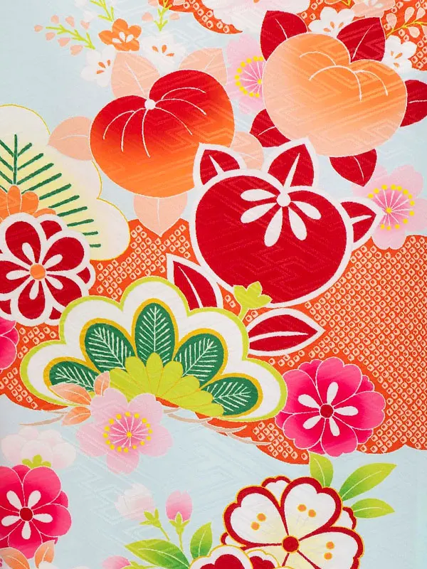 女児卒園袴【刺繍袴】橘に疋田　ブルー