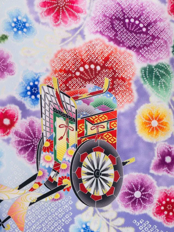 女児卒園袴【刺繍袴】辻が花　御所車　ブルー