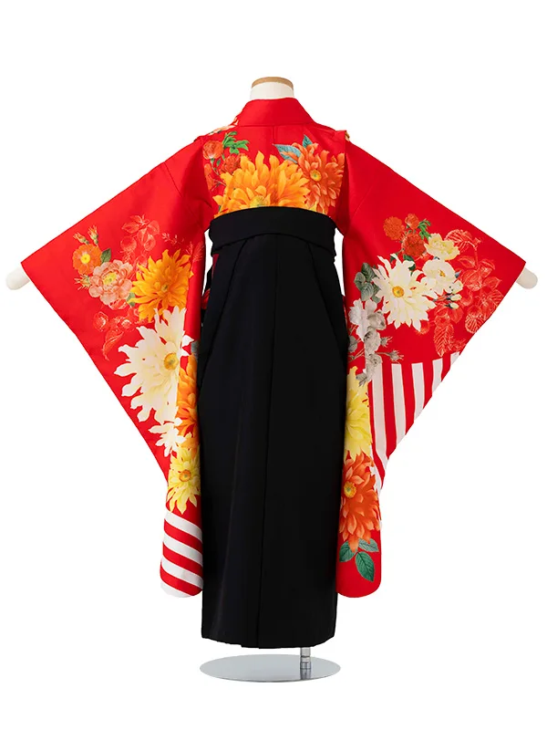 女児卒園袴【刺繍袴】洋花　赤