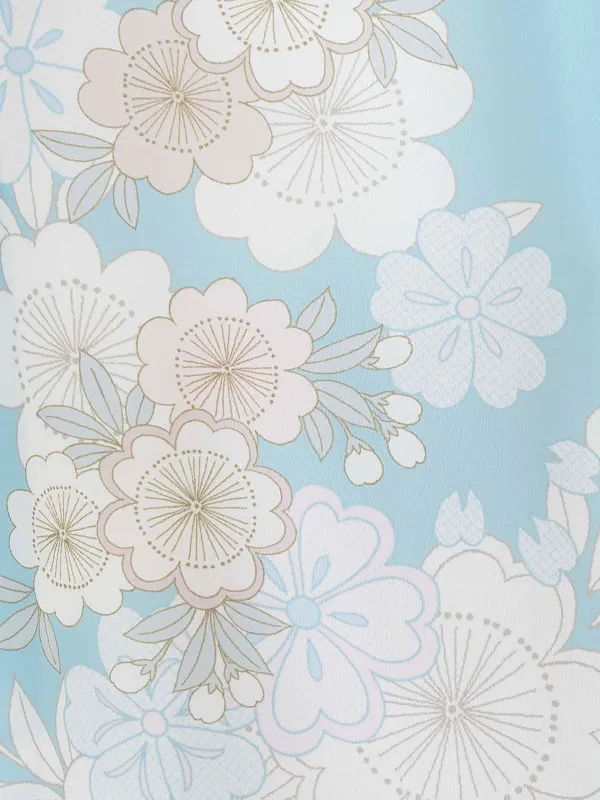 女児卒園袴【刺繍袴】梅に桜　ブルー