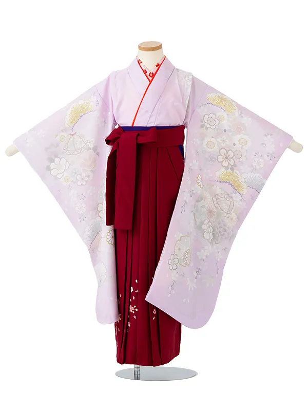 女児卒園袴【刺繍袴】まりにぼたん　藤色