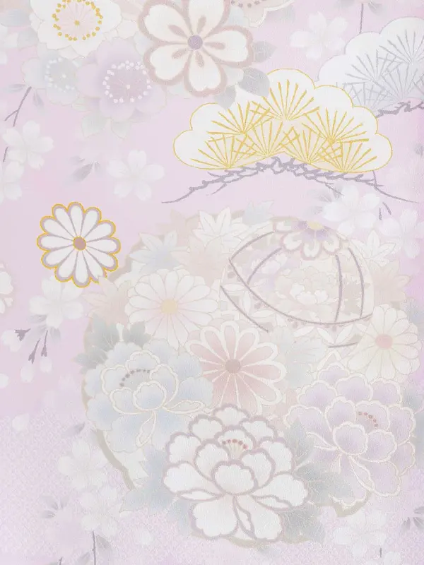 女児卒園袴【刺繍袴】まりにぼたん　藤色