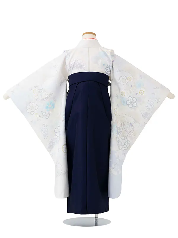 女児卒園袴【刺繍袴】まりにぼたん　白