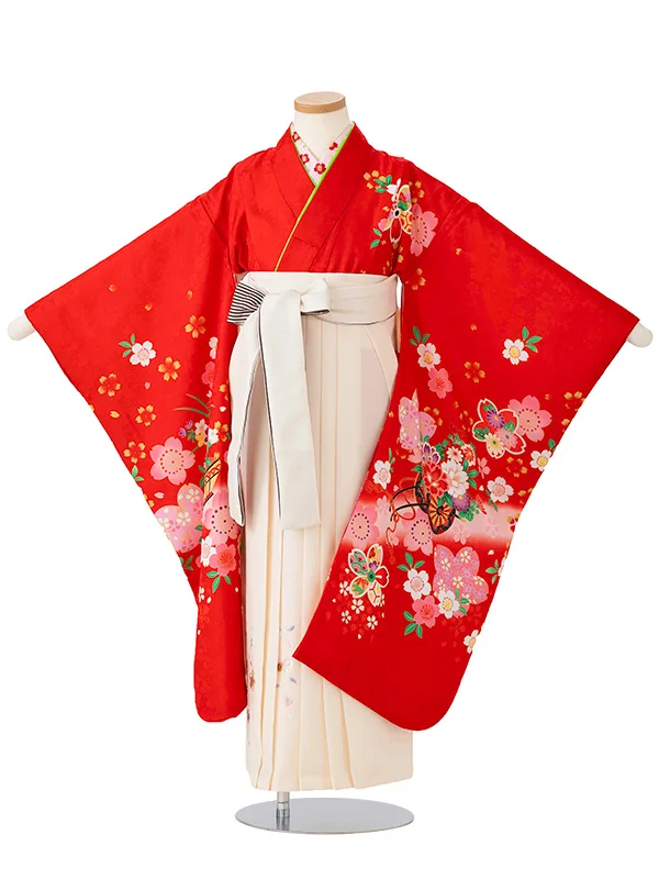 女児卒園袴【刺繍袴】花車　赤