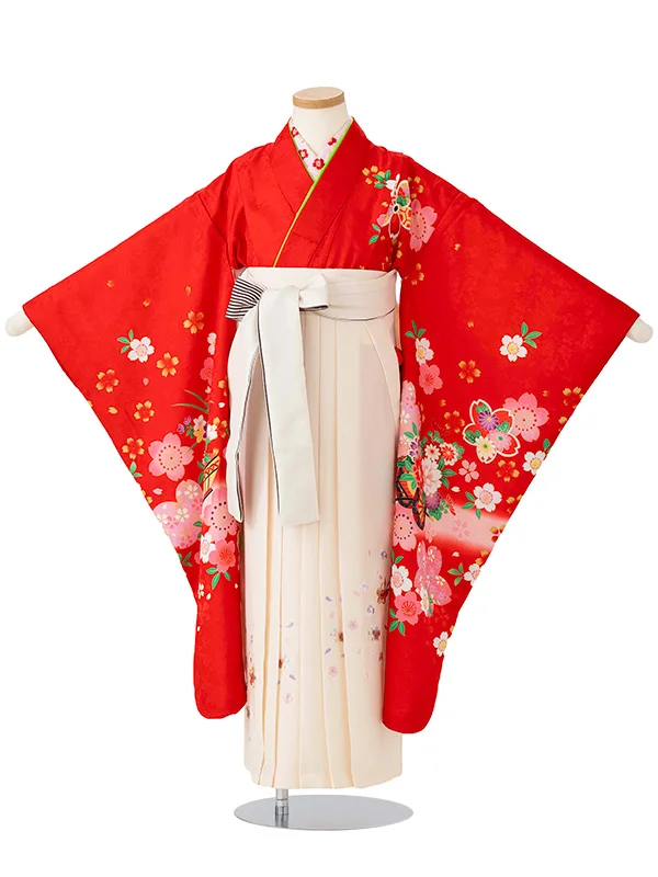 女児卒園袴【刺繍袴】花車　赤