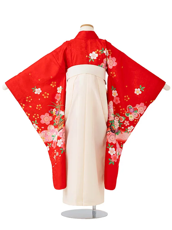 女児卒園袴【刺繍袴】花車　赤