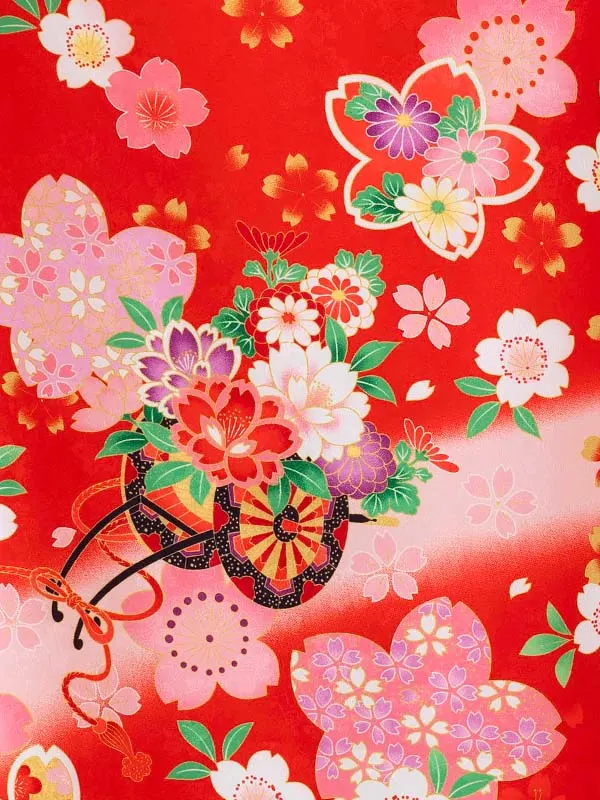 女児卒園袴【刺繍袴】花車　赤