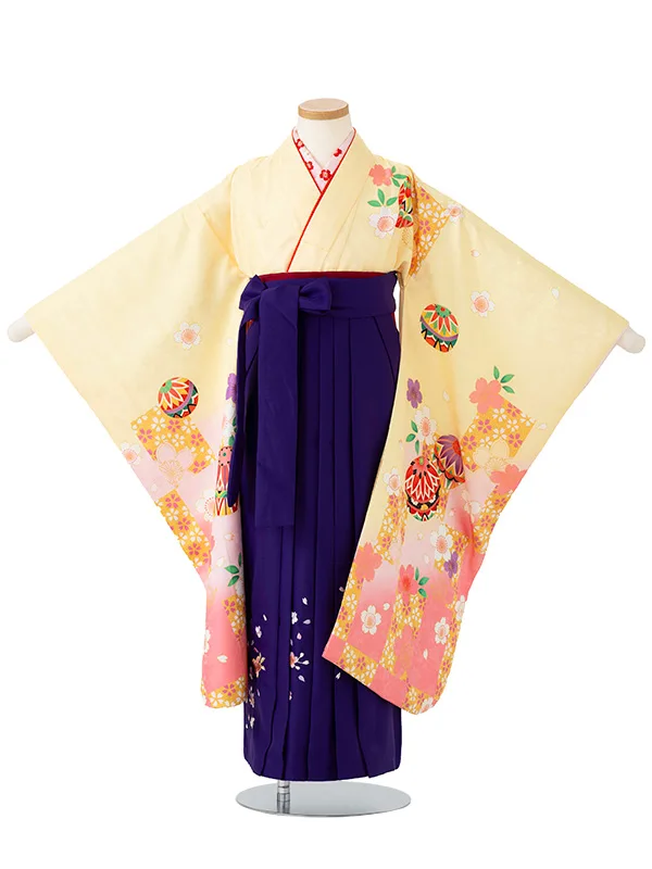 女児卒園袴【刺繍袴】まり　クリームピンク