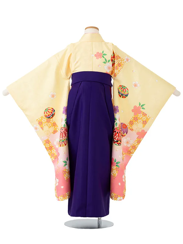 女児卒園袴【刺繍袴】まり　クリームピンク