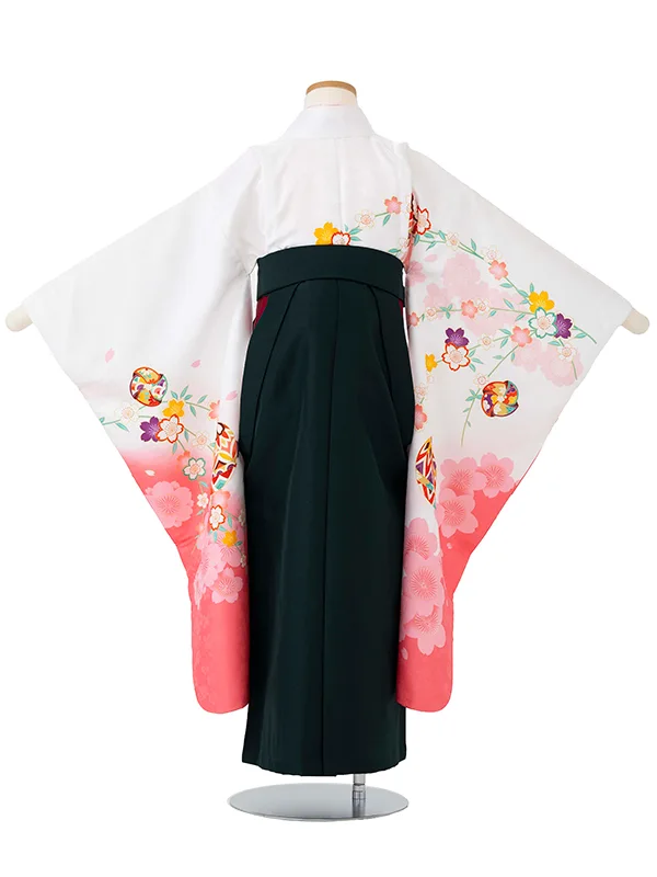 女児卒園袴【刺繍袴】まり　白ピンク