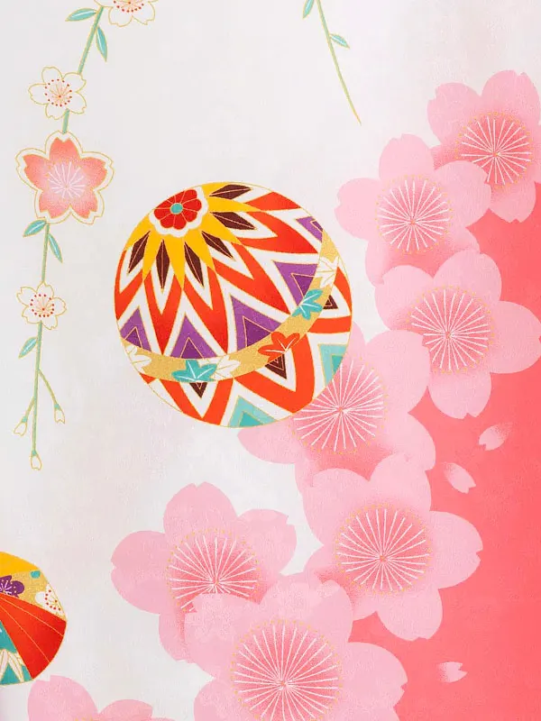 女児卒園袴【刺繍袴】まり　白ピンク