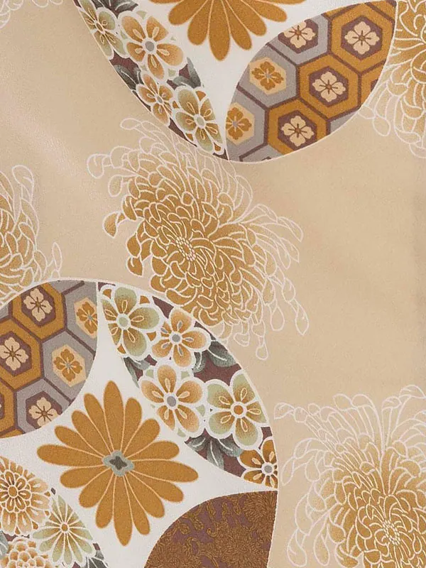 女児卒園袴【刺繍袴】レトロ半身　ベージュ