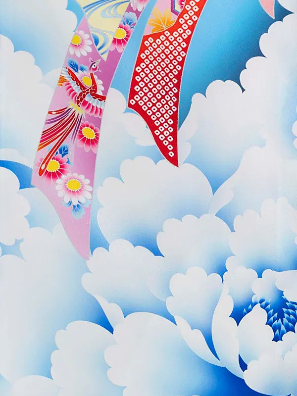 女児卒園袴【刺繍袴】熨斗大花ブルー