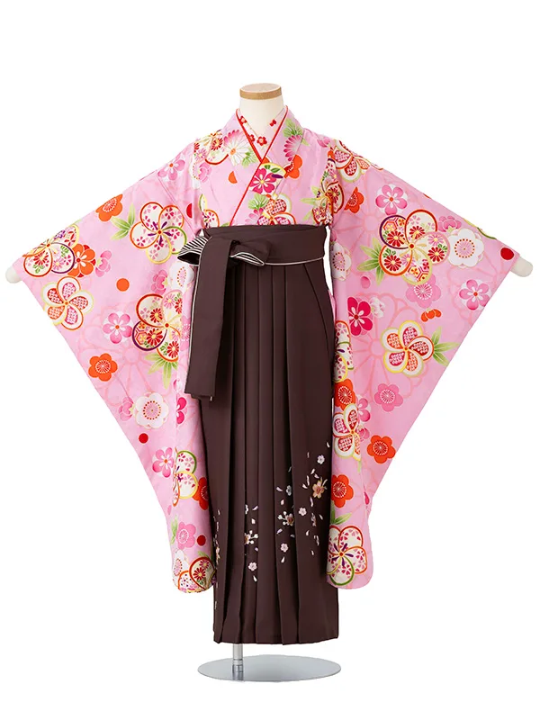 女児卒園袴【刺繍袴】ねじり梅　ピンク