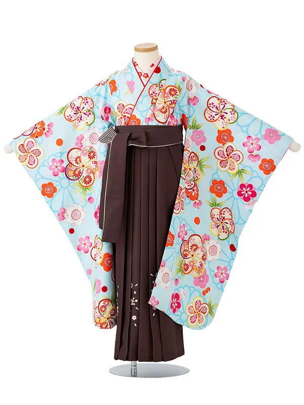 女児卒園袴【刺繍袴】ねじり梅　ブルー