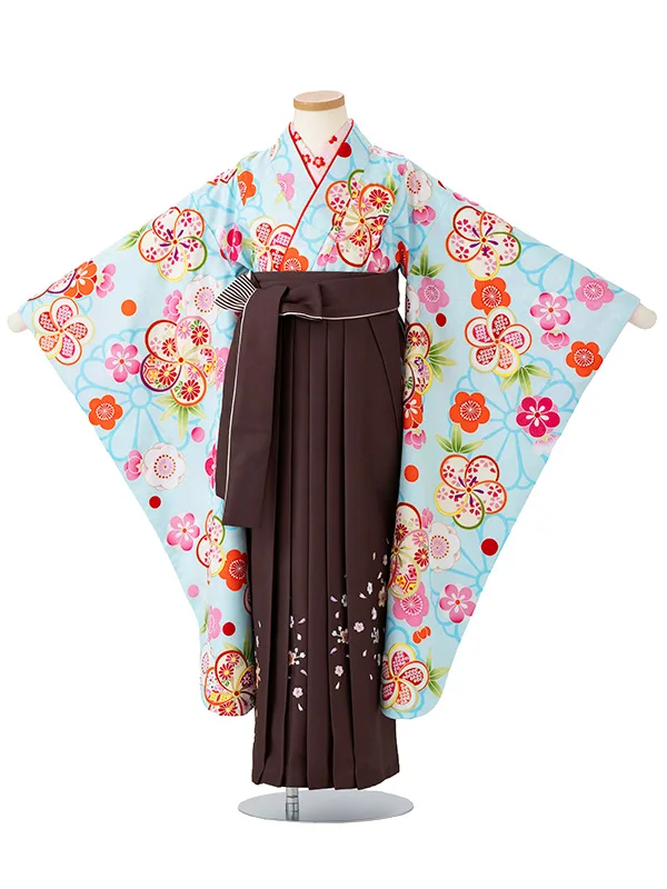 女児卒園袴【刺繍袴】ねじり梅　ブルー