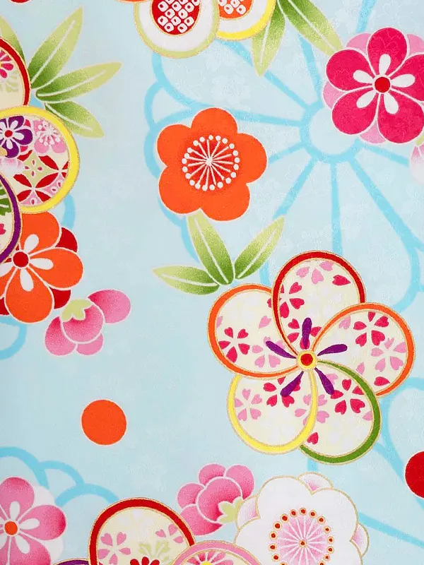 女児卒園袴【刺繍袴】ねじり梅　ブルー